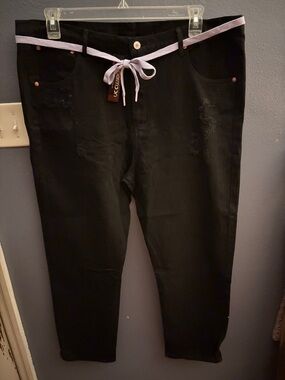 Papermoon Black Jeans with Lavender Waist Tie